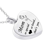 Maxbell Urn Necklace Cremation Jewelry Ashes Mom so special so loved ...that is you