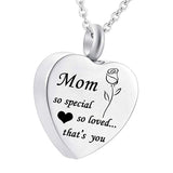 Maxbell Urn Necklace Cremation Jewelry Ashes Mom so special so loved ...that is you