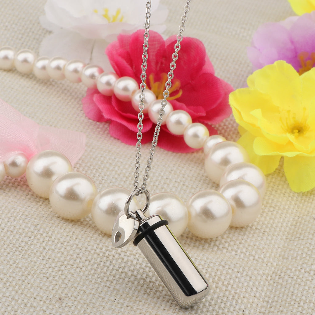 Maxbell Urn Necklaces for Ashes Stainless Steel Capsule Love Heart Charm Pendant