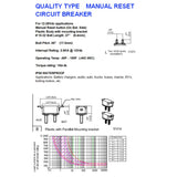 Maxbell 12V/24V Manual Reset Battery Breaker & Protective Cover 50A