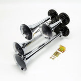 Maxbell Universal Car Automobile SUV Van 4-Trumpet Train Air Horn 12V/24V 150db for Air Compressor