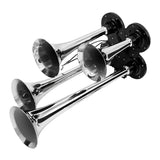 Maxbell Universal Car Automobile SUV Van 4-Trumpet Train Air Horn 12V/24V 150db for Air Compressor