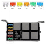 Maxbell 1 Set 6 Way ATO/ATC Fuses Holder Block Relay Box Spade Terminal 4Pin & 5Pin 12V 40A Relays Thermoplastic