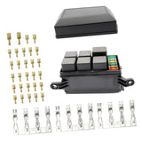 Maxbell 1 Set 6 Way ATO/ATC Fuses Holder Block Relay Box Spade Terminal 4Pin & 5Pin 12V 40A Relays Thermoplastic