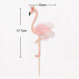 Maxbell Pack of 5pcs Shiny Tropical Flamingo Cake Toppers Baby Shower Decoration