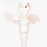 Maxbell Pack of 5pcs Shiny Tropical Flamingo Cake Toppers Baby Shower Decoration