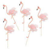 Maxbell Pack of 5pcs Shiny Tropical Flamingo Cake Toppers Baby Shower Decoration