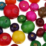 Maxbell 100 Pieces Wholesale 8mm - 14mm Dyed Painted Wood Beads Round Loose Wooden Bead Ball for Jewelry Making Craft DIY Macrame Bracelet Necklace Mix Colors