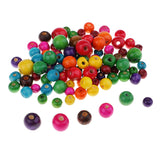 Maxbell 100 Pieces Wholesale 8mm - 14mm Dyed Painted Wood Beads Round Loose Wooden Bead Ball for Jewelry Making Craft DIY Macrame Bracelet Necklace Mix Colors