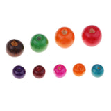 Maxbell 100 Pieces Wholesale 8mm - 14mm Dyed Painted Wood Beads Round Loose Wooden Bead Ball for Jewelry Making Craft DIY Macrame Bracelet Necklace Mix Colors