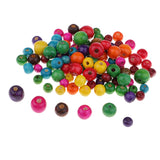 Maxbell 100 Pieces Wholesale 8mm - 14mm Dyed Painted Wood Beads Round Loose Wooden Bead Ball for Jewelry Making Craft DIY Macrame Bracelet Necklace Mix Colors