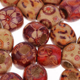 Maxbell 50 Pieces 50pcs Mixed Wood Beads Mixed Drum Ethnic Pattern Boho Style Wooden Beads Big Hole Beads Fit European Charm Bracelet DIY Jewelry Making Accessories 12x11mm