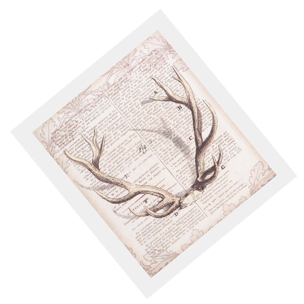 Maxbell Newspaper Deer Antlers Canvas Painting Wall Art Poster Picture Prints Home Hotel Decor