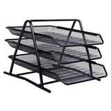 Maxbell 3-Tier File Rack Metal Mesh Letter Tray Scratch-Resistant Document Organizer