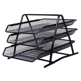 Maxbell 3-Tier File Rack Metal Mesh Letter Tray Scratch-Resistant Document Organizer