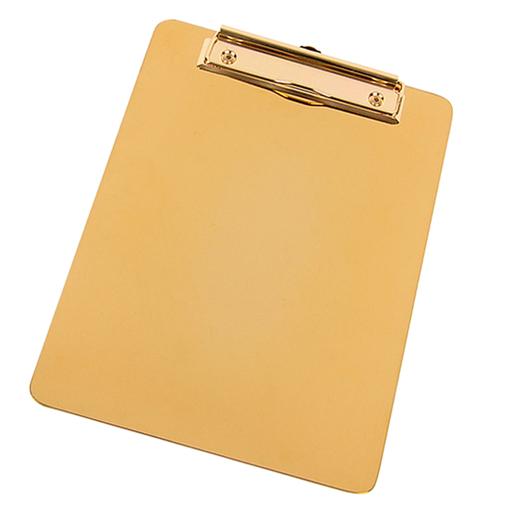 Maxbell 5.9x8.27'' Gold Metal Clipboard w/ Flat Metal Clip Business Office Warehouse