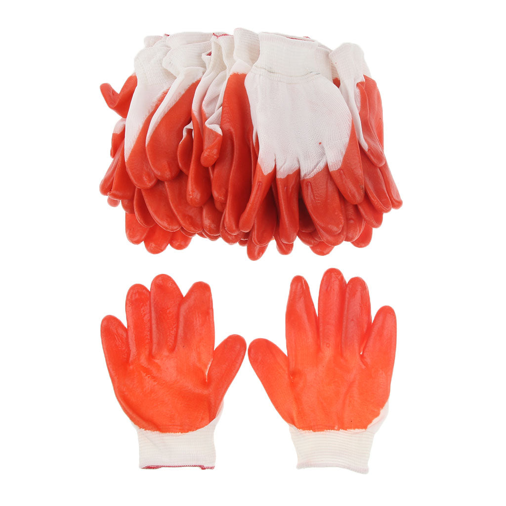 Maxbell Latex Rubber Coated Work Wear Safety Grip Gardening Builder Gloves 12Pairs