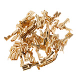 Maxbell High Quality 50Pcs Brass Crimp Terminal Cable Locking Female Spade 6.3mm