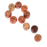 Maxbell 10 Pieces Wooden Beads Mixed Patterns Large Hole Beads Fit Charm Bracelet DIY For Jewelry Making Craft 16x17mm