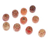 Maxbell 10 Pieces Wooden Beads Mixed Patterns Large Hole Beads Fit Charm Bracelet DIY For Jewelry Making Craft 16x17mm