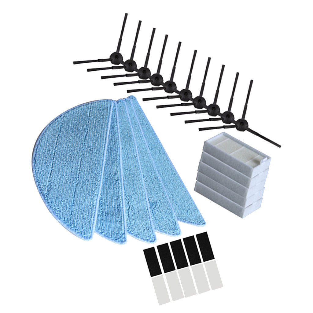 Maxbell 25pcs Mopping Cloths Side Brushes HEPA Filter With Magic Paste Replacement for ilife V3 V3s V5 V5s V5s pro Robot Vacuum Cleaner