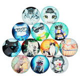 Maxbell 20 Pieces CAT Style CARTOON DESIGN Half Round Glass Cabochons 12mm Jewelry Making Flatback Kids Crafts Accessory