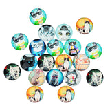 Maxbell 20 Pieces CAT Style CARTOON DESIGN Half Round Glass Cabochons 12mm Jewelry Making Flatback Kids Crafts Accessory