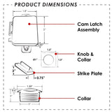Maxbell Whisper Non Locking Boat Cam Latch Striking Plate Cabinet Hardware 23090-CH