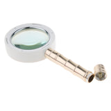 Maxbell Metal Handheld Magnifier with Light LED Loupe 10X 75mm Microscope for Jewelry Watch Repair Kit Stamp Collection Observation Portable Design