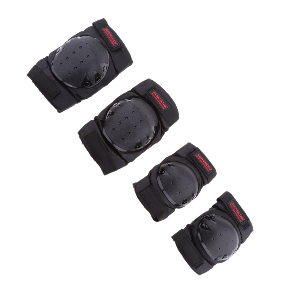 Maxbell 4 pcs Motorcycle Motocross Cycling Elbow and Knee Pads Protector Guard Armors Set Black