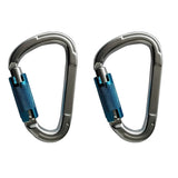 Maxbell 2pcs Carabiner Clip Aluminum Screw D Ring Locking Carabiner Spring Clips Outdoor Buckle for Hiking Rappelling