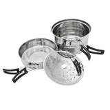 Maxbell Non-stick Cooking Ware Set Stockpot Frying Pan and Steaming Rack Made of Stainless Steel Outdoors