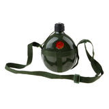 Maxbell Outdoor Army Green Canteen Water Bottle Camping Retro Aluminum Container W/ Shoulder Strap