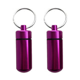 Maxbell 2pcs High Quality Aluminium Waterproof Key Ring Container Pill Storage Box Case Purple