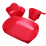 Maxbell 3pcs Red Camping Picnic Folding 350ml Cup 650ml Bowl 1050ml Plate Portable Tableware Kit