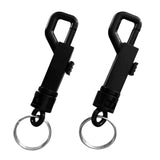 Maxbell 2 Pieces Durable Black Plastic Swivel Snap Hook with Split Ring for Outdoor Backpack Bag Webbing Strap Keyring