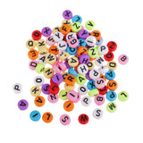 Maxbell 100 Pcs Alphabet Beads DIY Letter Beads for Jewelry Craft Colored Beads School Education Beads Kids Beading Accessories 8mm