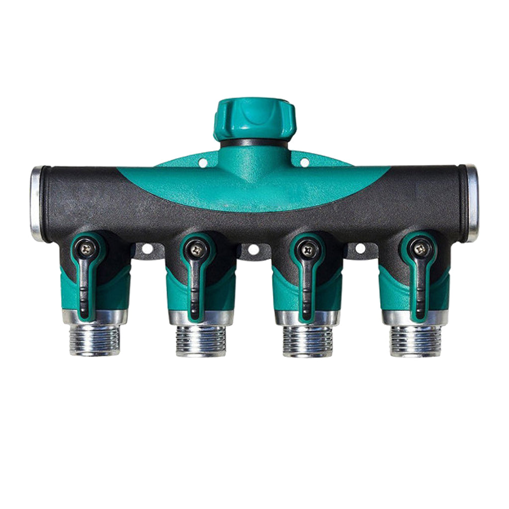 Maxbell 4 Way Tap Adapter Valve Shut Off Manifold Garden Hose Pipe Con
