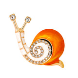 Maxbell Cute Enamel Orange Rhinestone Crystal Snail Brooch Pin Cartoon Jewelry