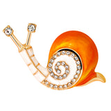 Maxbell Cute Enamel Orange Rhinestone Crystal Snail Brooch Pin Cartoon Jewelry