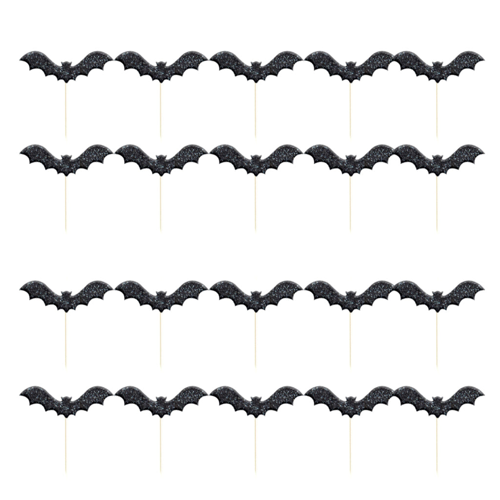 Maxbell 20 Pieces Glitter Paper  Cake Topper Cupcake Picks Halloween Party Decor