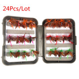 Maxbell 24Pieces Dry Flies Fly Fishing flies Kit Bass Salmon Trouts Flies Floating/Sinking with Fly Box