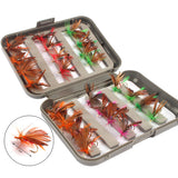Maxbell 24Pieces Dry Flies Fly Fishing flies Kit Bass Salmon Trouts Flies Floating/Sinking with Fly Box