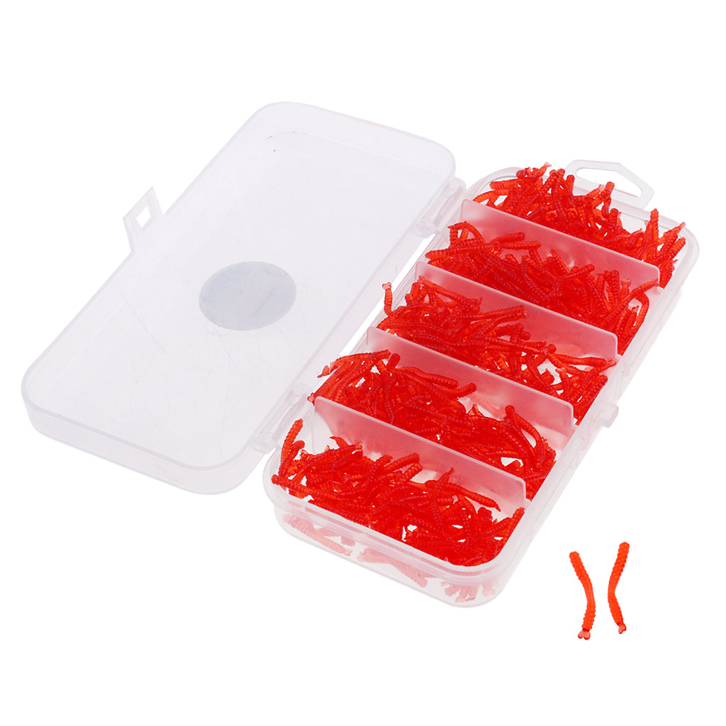 Maxbell 500pcs Vivid Sea Earthworm Lures Soft Fishing Lures Worm Lures with Box 2cm