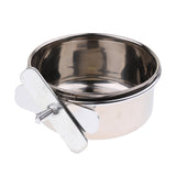 Maxbell Pet Supplies Bird Parrot Dog Feeding Cup Cage Hanging Bowl Stainless Steel Perch with Clamp