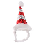 Maxbell Adjustable Pet Dog Puppy Cat Shiny Red White Striped Christmas Santa Hat for Pets Winter Party Clothes Xmas Costume Dress Up Size S