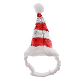 Maxbell Adjustable Pet Dog Puppy Cat Shiny Red White Striped Christmas Santa Hat for Pets Winter Party Clothes Xmas Costume Dress Up Size S