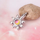 Maxbell Rainbow Crystal Sunflower Pendant Cremation Jewelry For Ashes Urn Necklace