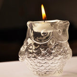 Maxbell Antique Glass Votive Candle Holder Tea Light Candle Holder 9cm Dia Owl Shape, Wax Candle Cup