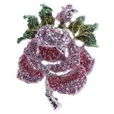 Maxbell Purple Rose Flower Brooches Pin with Rhinestone for Women Bride Girl Prom Jewelry